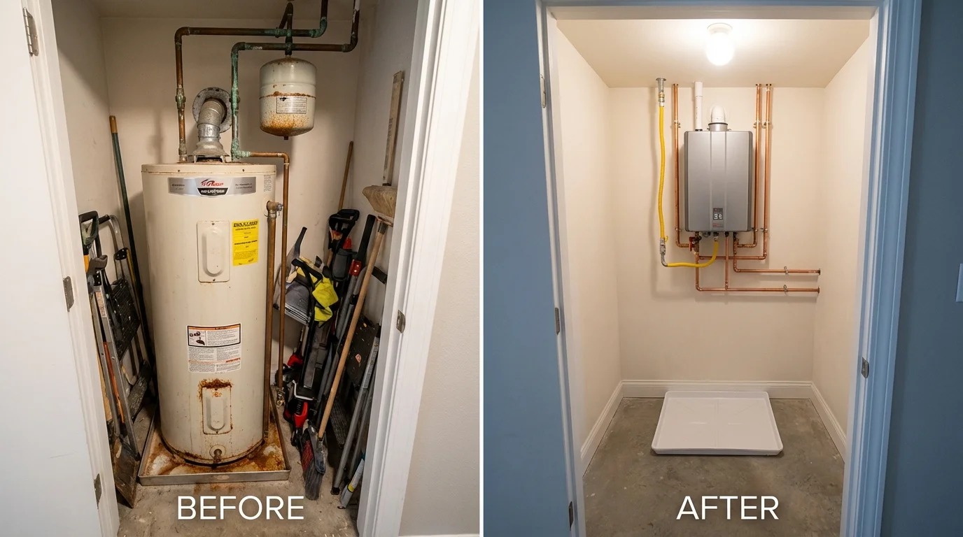 Tank water heater versus wall-mounted tankless unit comparison for Bedminster, NJ homeowners